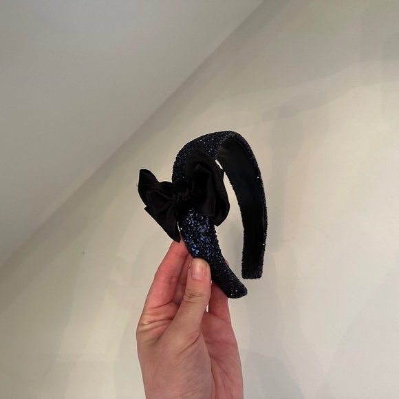 Miu Miu navy blue sparkly headband with block silk bow main image 5